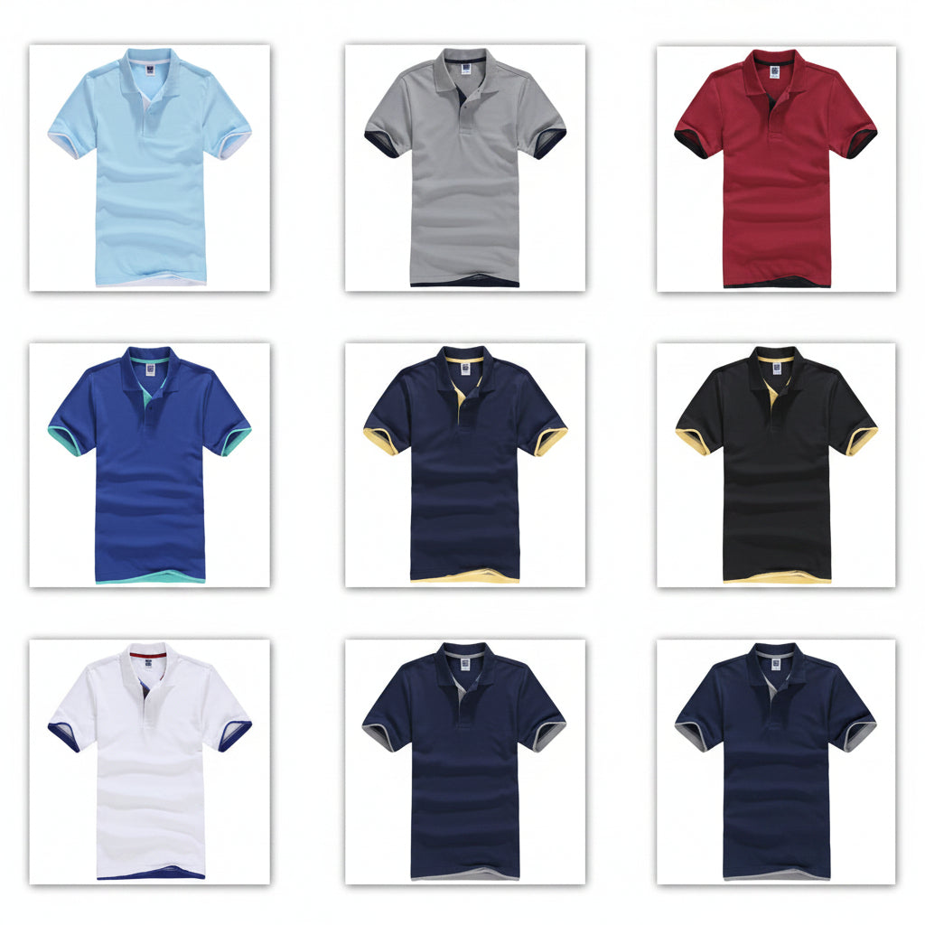 QHA Men's Unisex Piqué Polo Shirt Cotton Blend Contrast Collar 11 Colours S–2XL