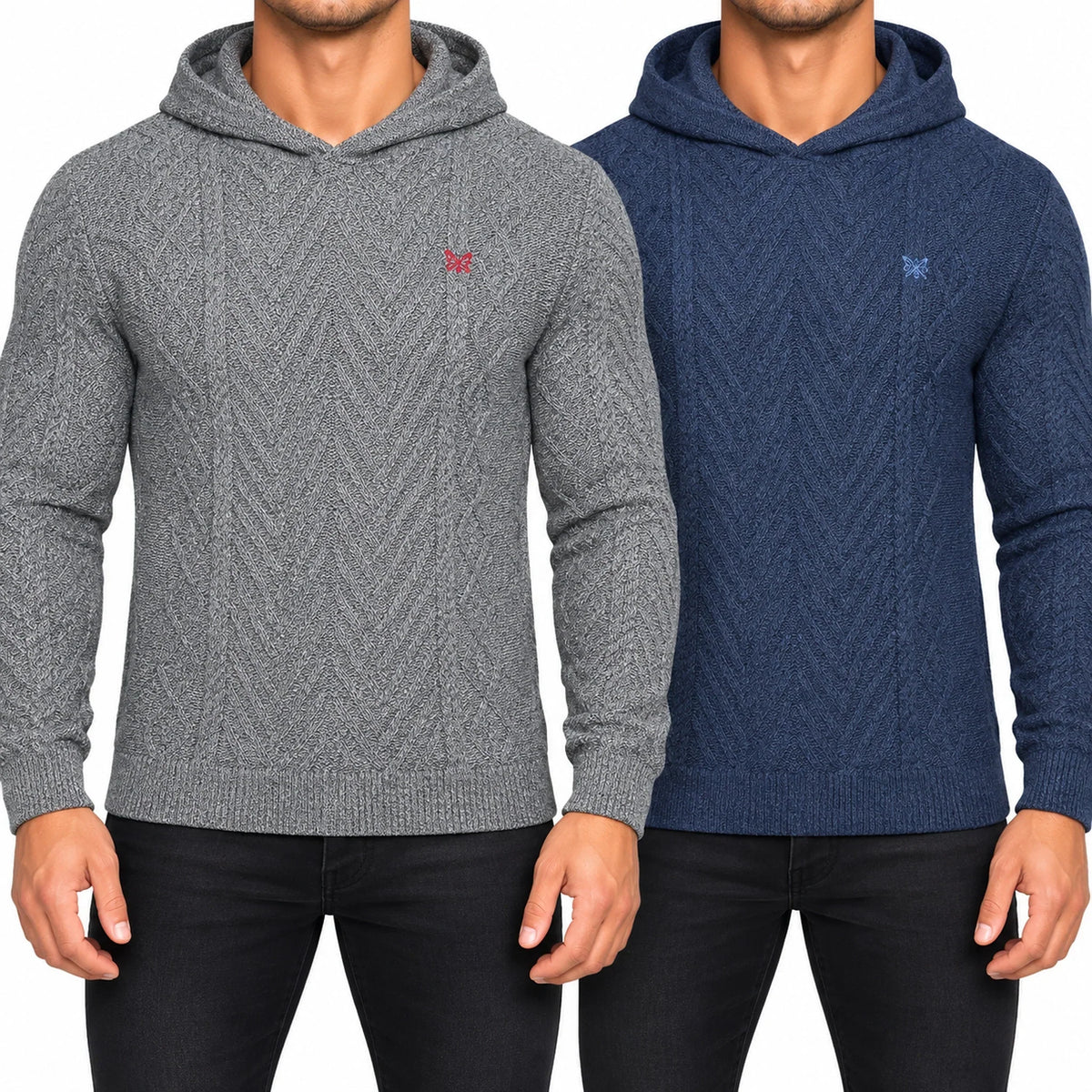 Crew Clothing Company Men's Cable Knit Pullover Hoodie, Regular Fit