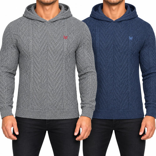 Crew Clothing Company Men's Cable Knit Pullover Hoodie, Regular Fit