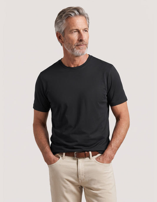 Brian Oak Men's Black Supima Cotton T-Shirt with Smart Fit and Soft Feel