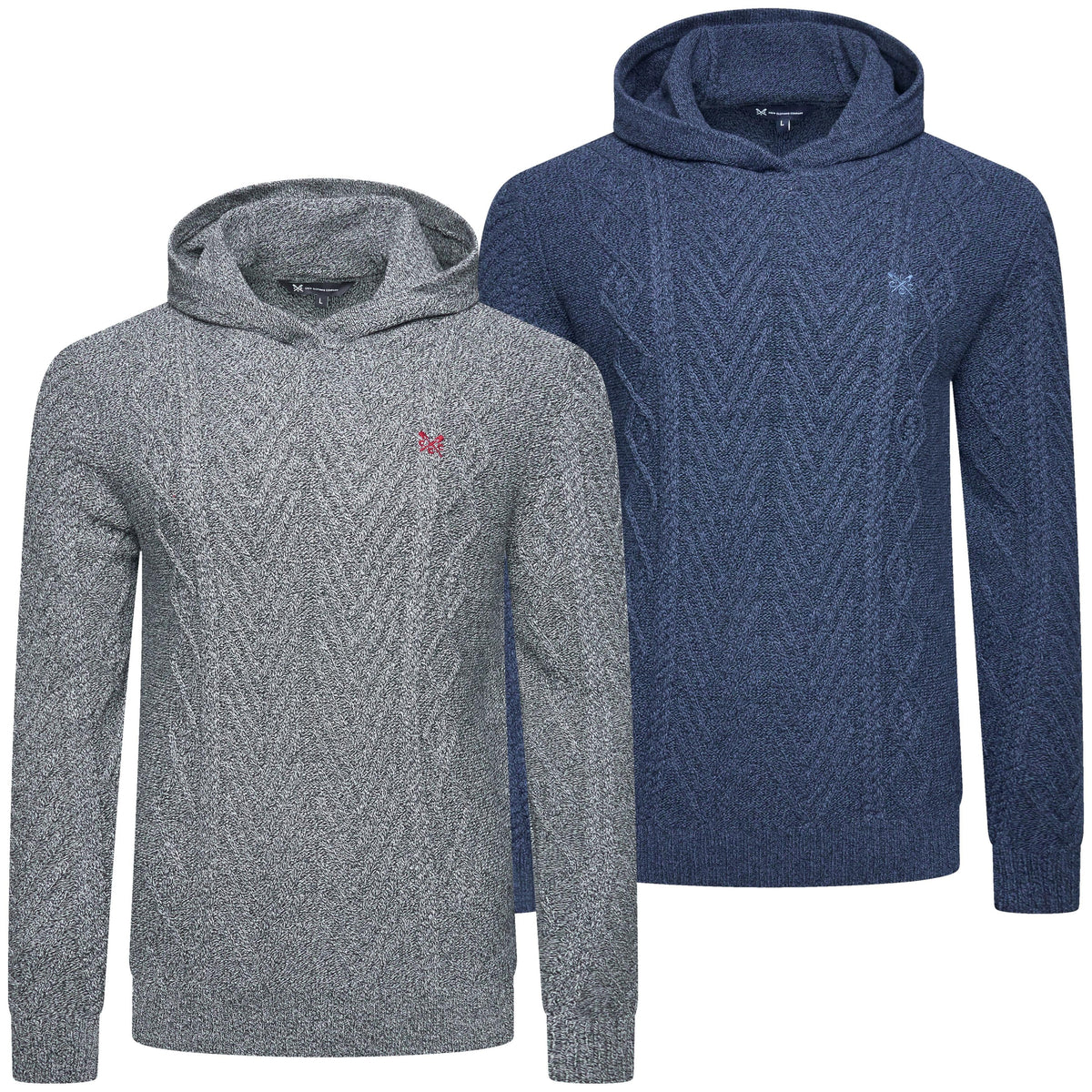 Crew Clothing Company Men's Cable Knit Pullover Hoodie, Regular Fit