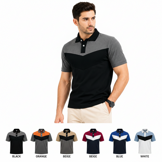 Evryone Mens Cotton Contrast Stripe Polo Shirt Short Sleeve Casual Smart Top