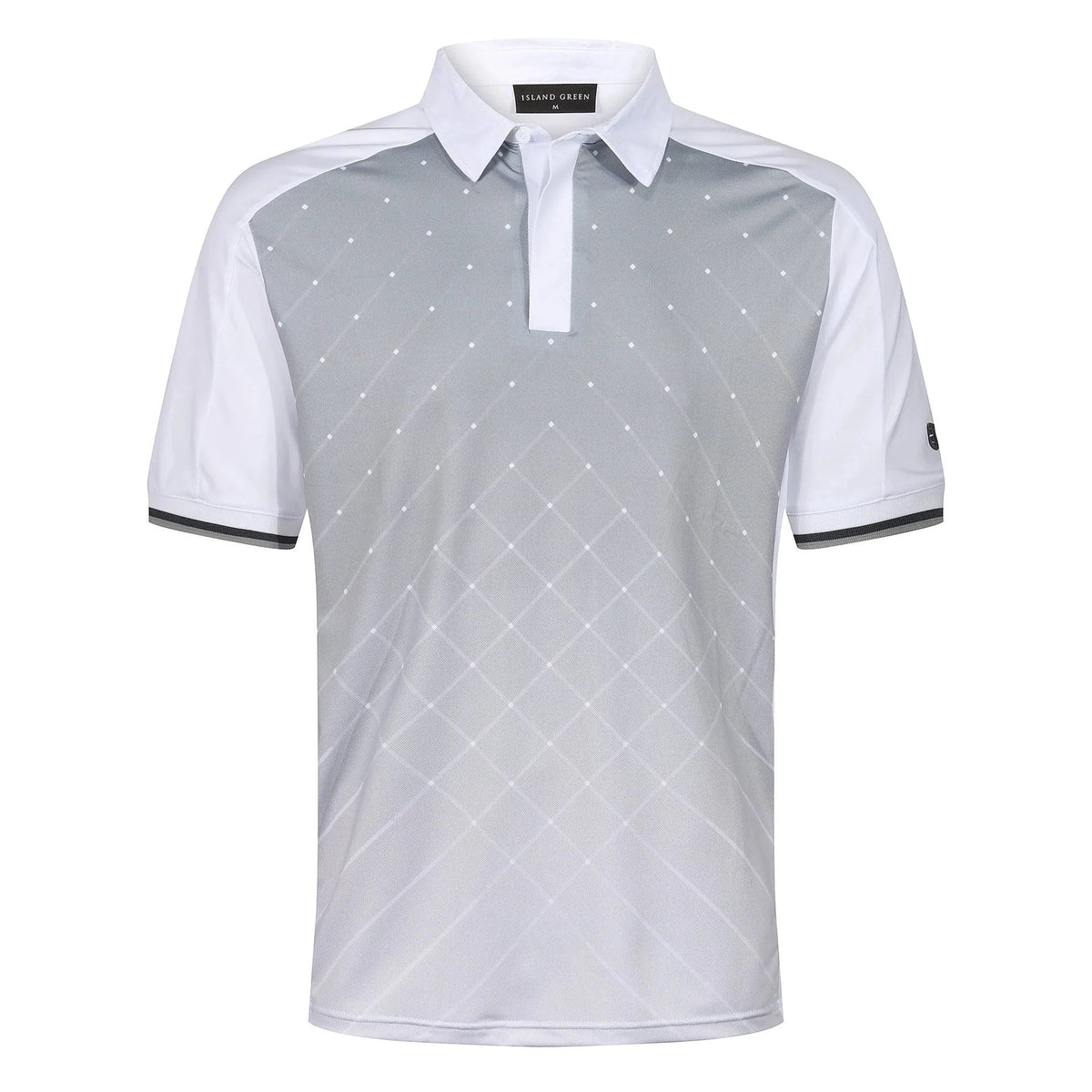 Island Green Golf Polo Shirt Mens Geometric Stretch Breathable Top