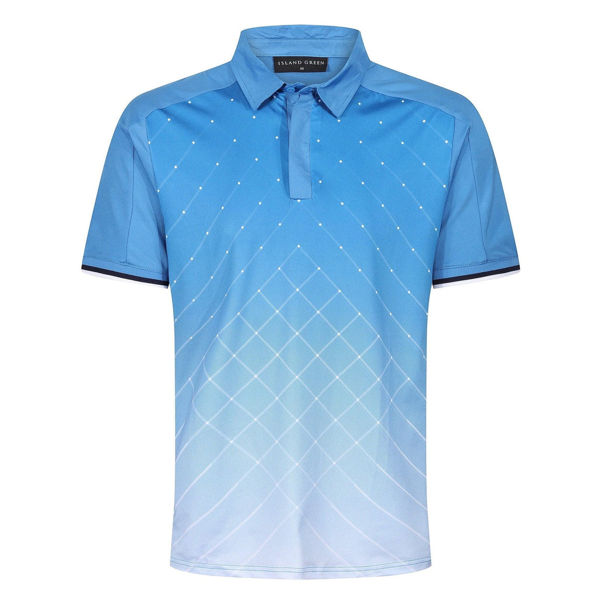 Island Green Golf Polo Shirt Mens Geometric Stretch Breathable Top