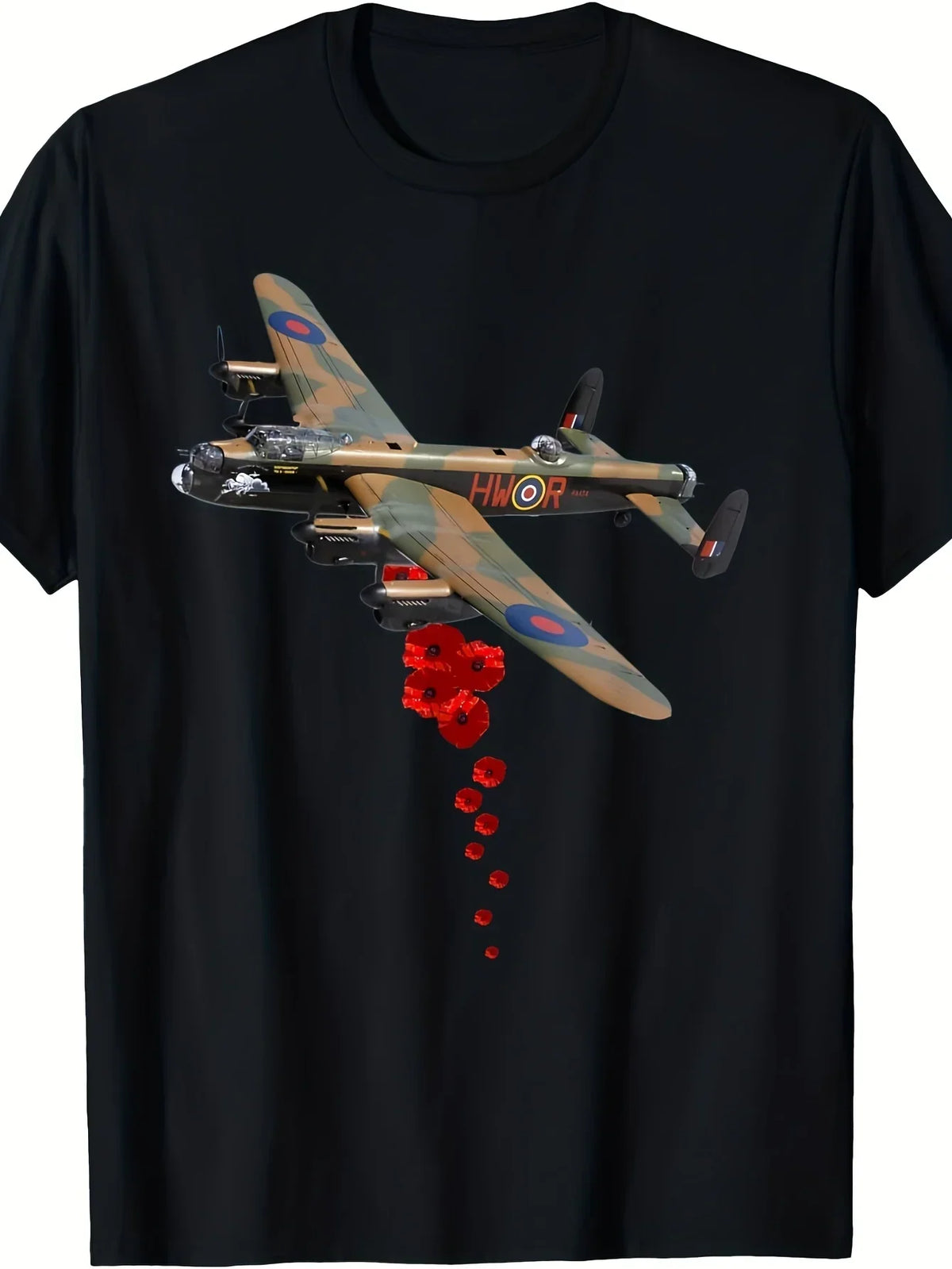 Lancaster Bomber Poppy Men's RAF Remembrance T-Shirt