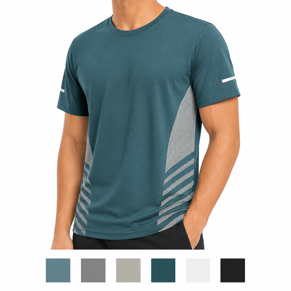 Mens Ice Silk Running T-Shirt | Quick Dry Breathable Reflective Gym Top