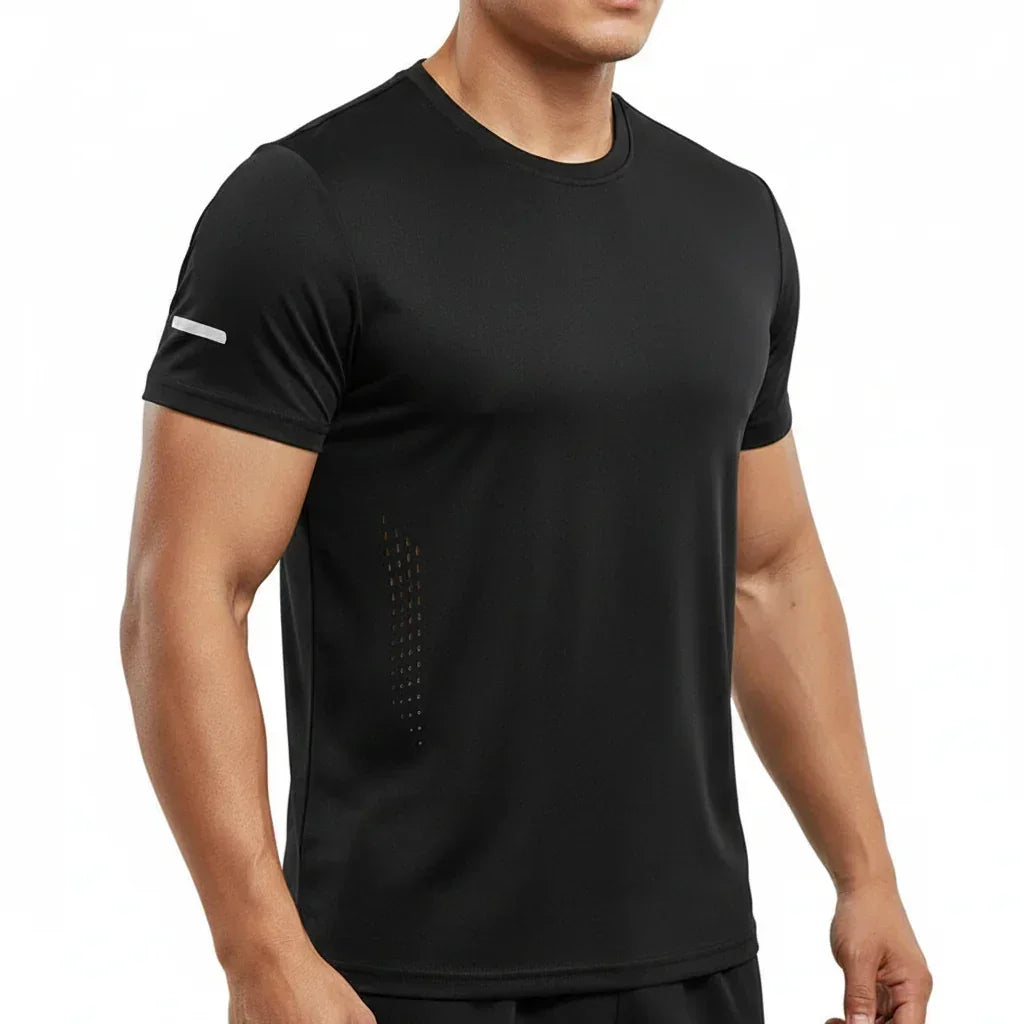 Mens Ice Silk Running T-Shirt | Quick Dry Breathable Reflective Gym Top