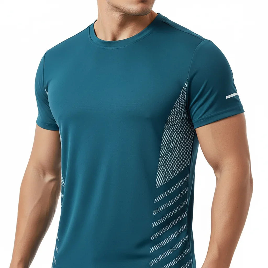 Mens Ice Silk Running T-Shirt | Quick Dry Breathable Reflective Gym Top