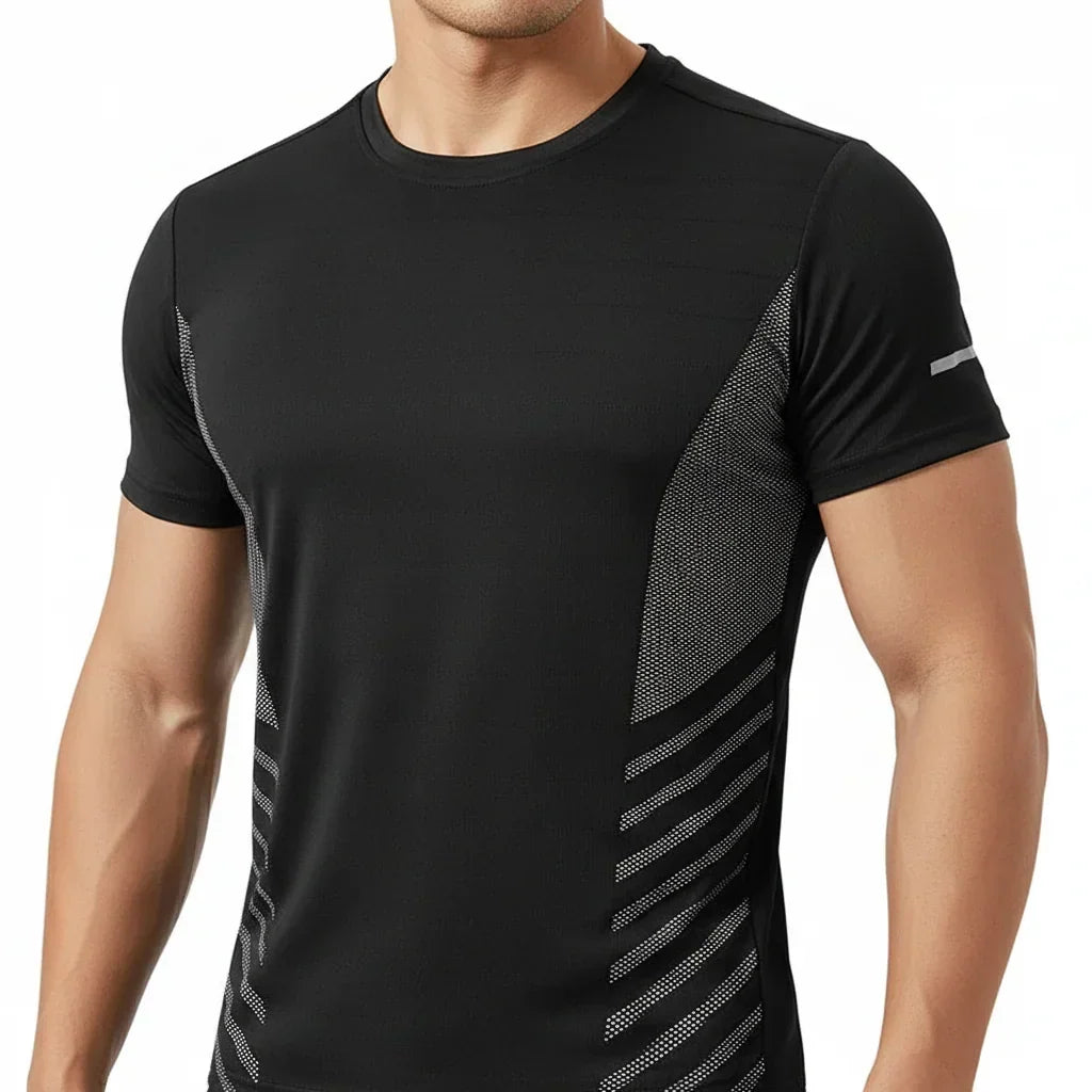 Mens Ice Silk Running T-Shirt | Quick Dry Breathable Reflective Gym Top