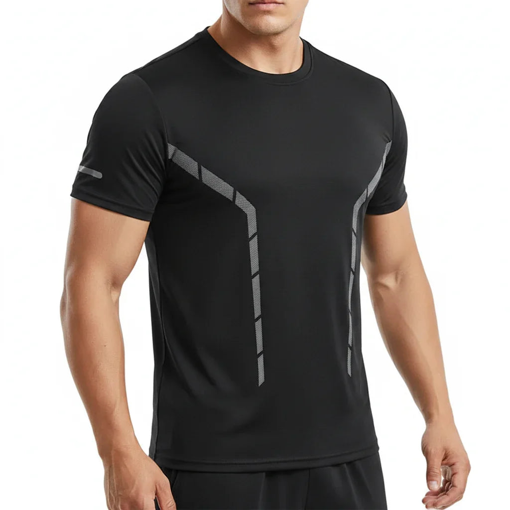 Mens Ice Silk Running T-Shirt | Quick Dry Breathable Reflective Gym Top