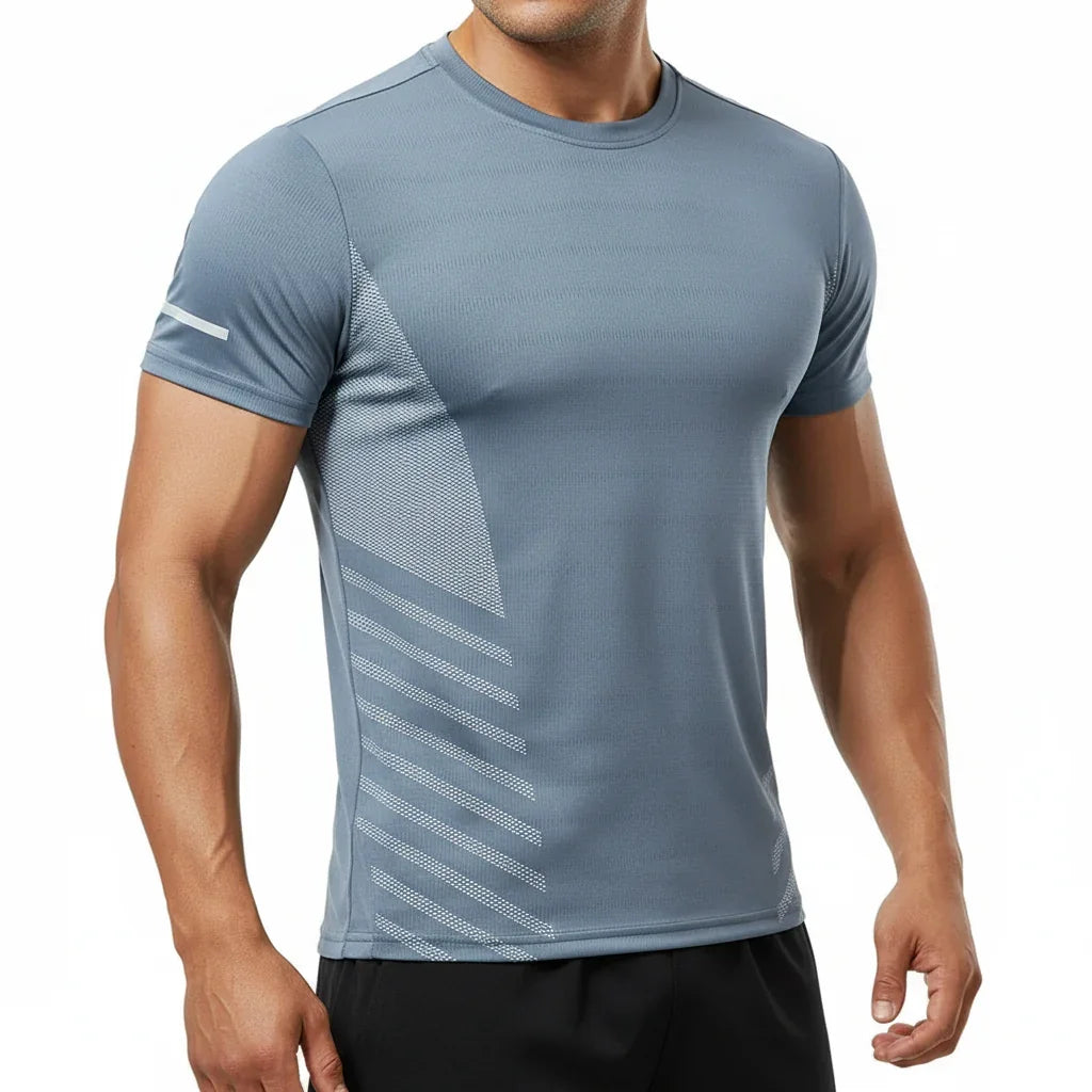 Mens Ice Silk Running T-Shirt | Quick Dry Breathable Reflective Gym Top