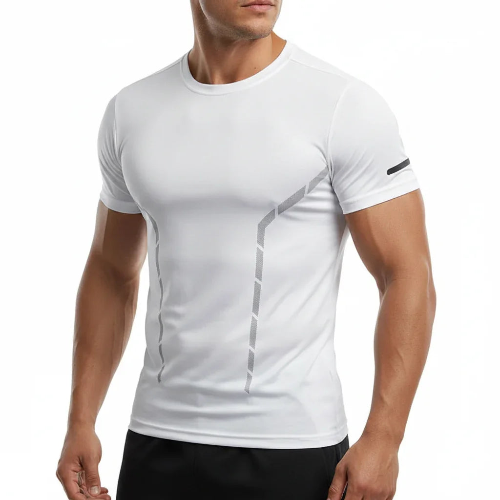 Mens Ice Silk Running T-Shirt | Quick Dry Breathable Reflective Gym Top