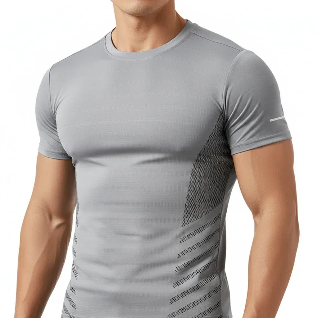 Mens Ice Silk Running T-Shirt | Quick Dry Breathable Reflective Gym Top