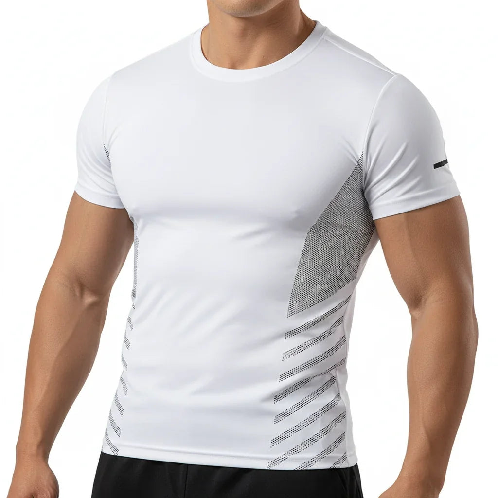 Mens Ice Silk Running T-Shirt | Quick Dry Breathable Reflective Gym Top