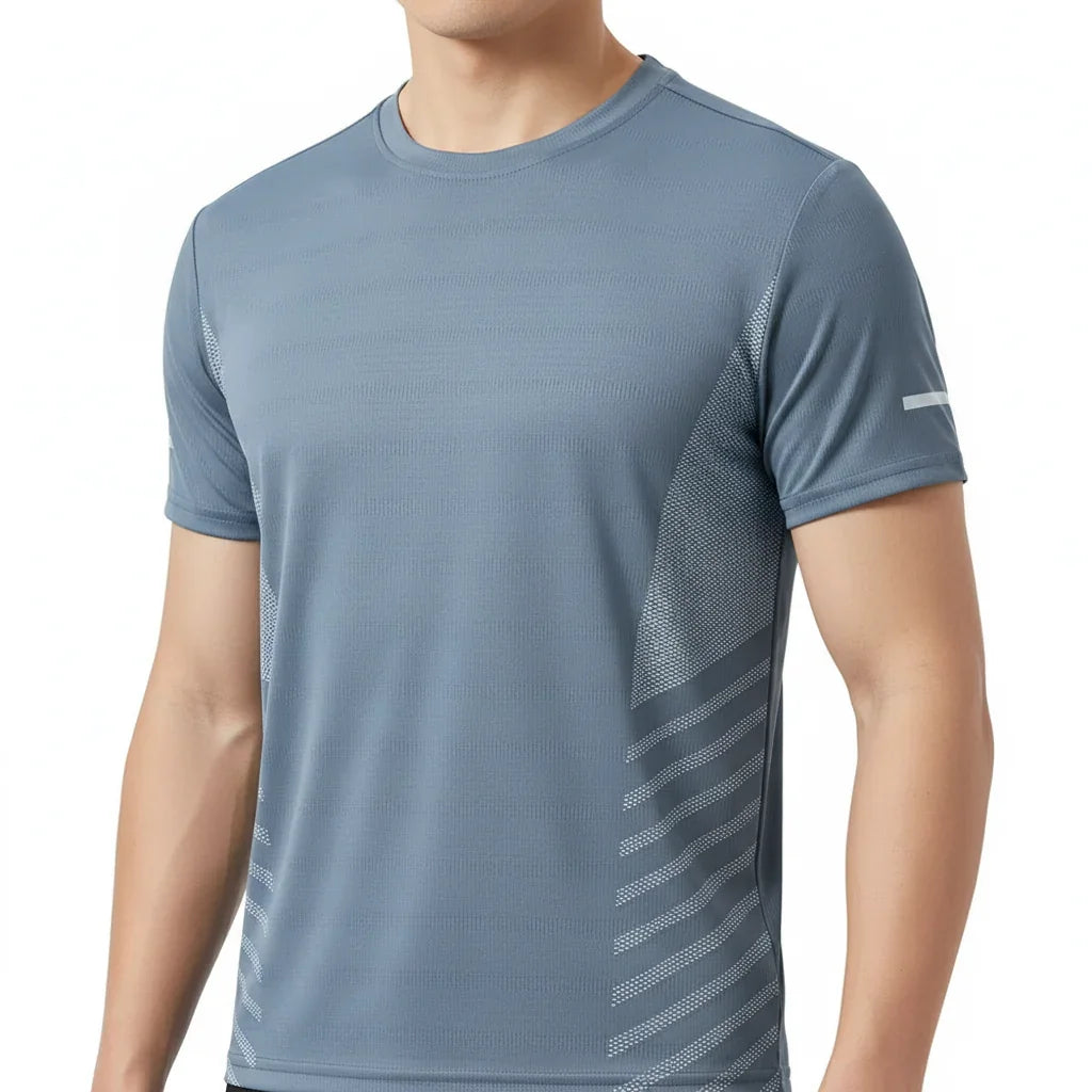 Mens Ice Silk Running T-Shirt | Quick Dry Breathable Reflective Gym Top