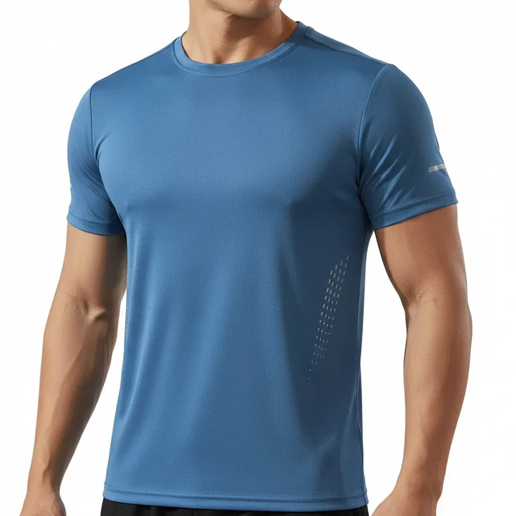Mens Ice Silk Running T-Shirt | Quick Dry Breathable Reflective Gym Top