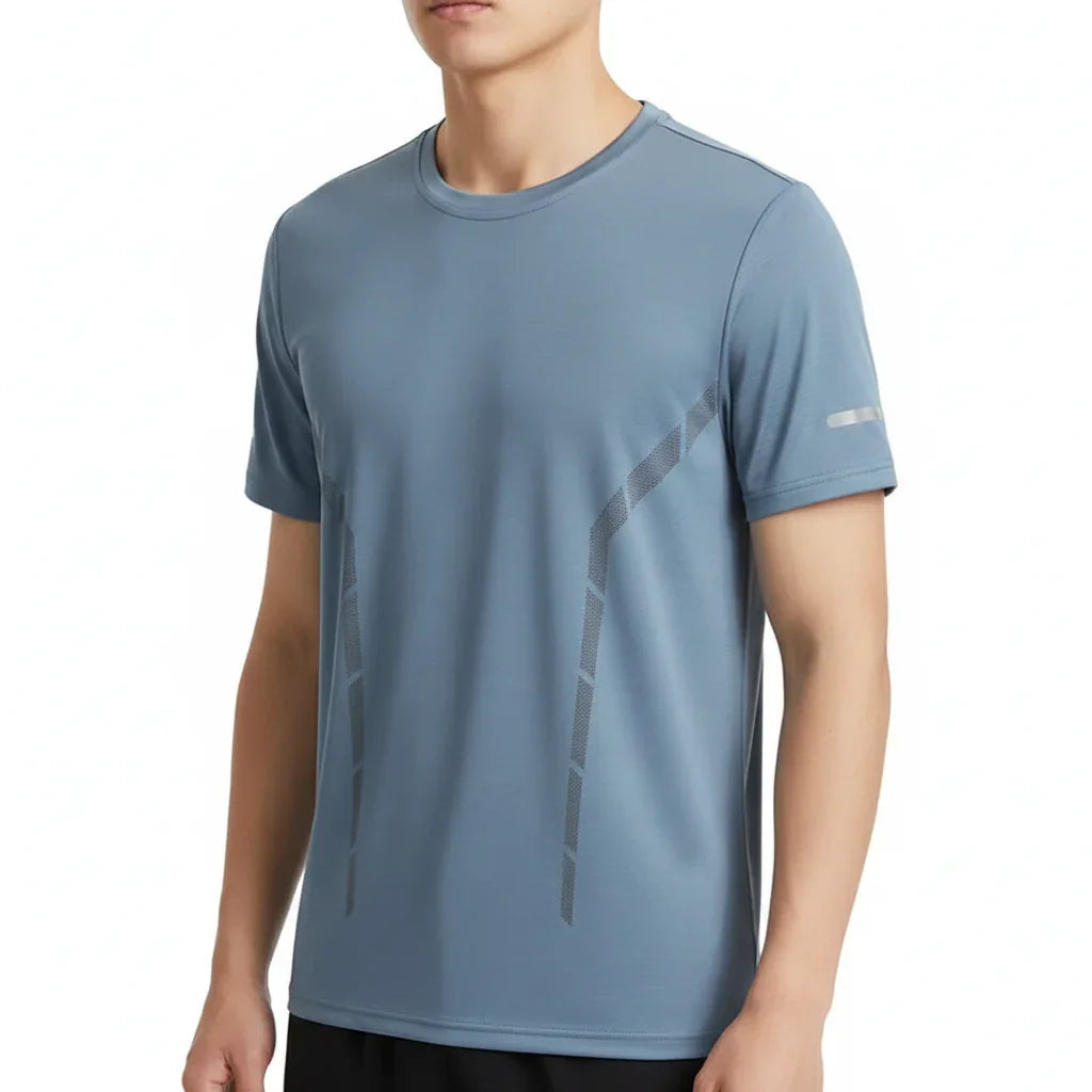 Mens Ice Silk Running T-Shirt | Quick Dry Breathable Reflective Gym Top