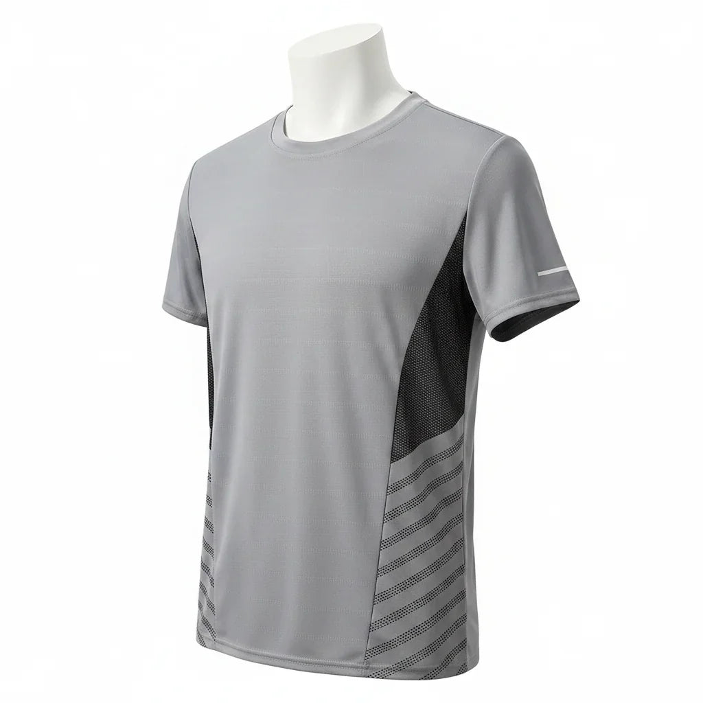Mens Ice Silk Running T-Shirt | Quick Dry Breathable Reflective Gym Top