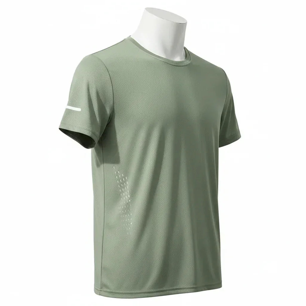 Mens Ice Silk Running T-Shirt | Quick Dry Breathable Reflective Gym Top