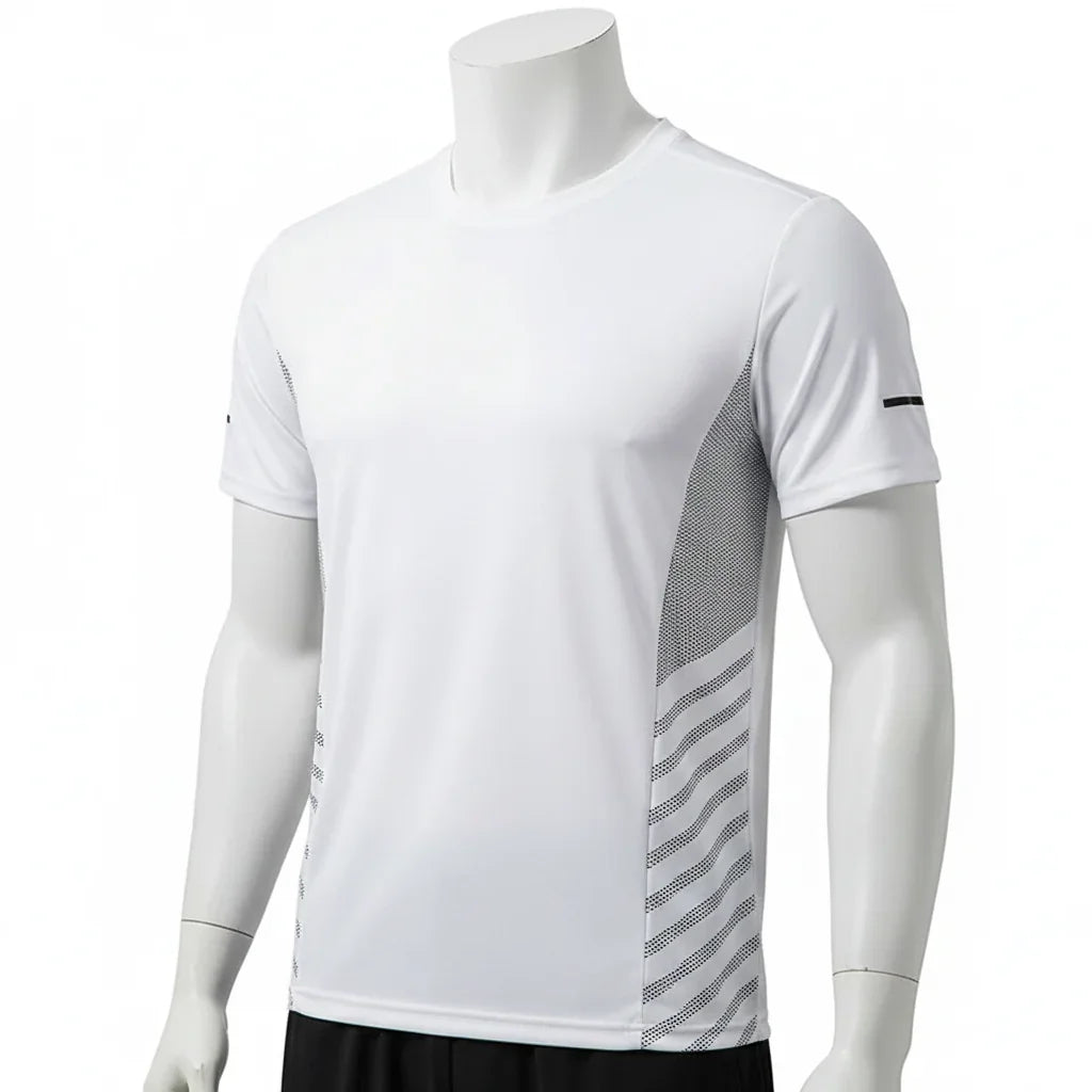 Mens Ice Silk Running T-Shirt | Quick Dry Breathable Reflective Gym Top