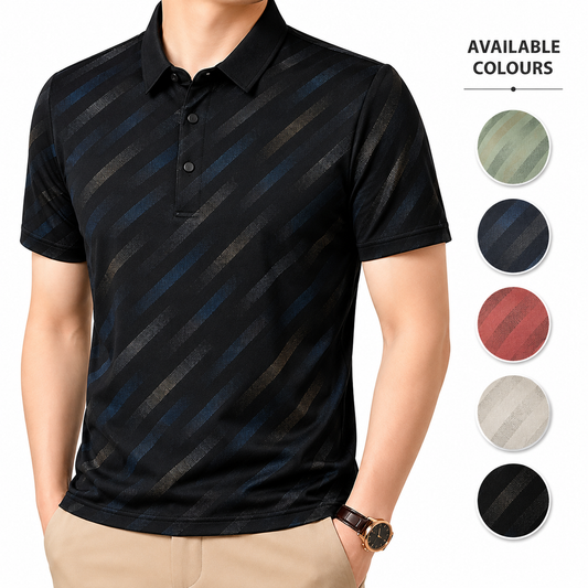 Mens Printed Polo Shirt Short Sleeve Contrast Summer Casual Top S-4XL