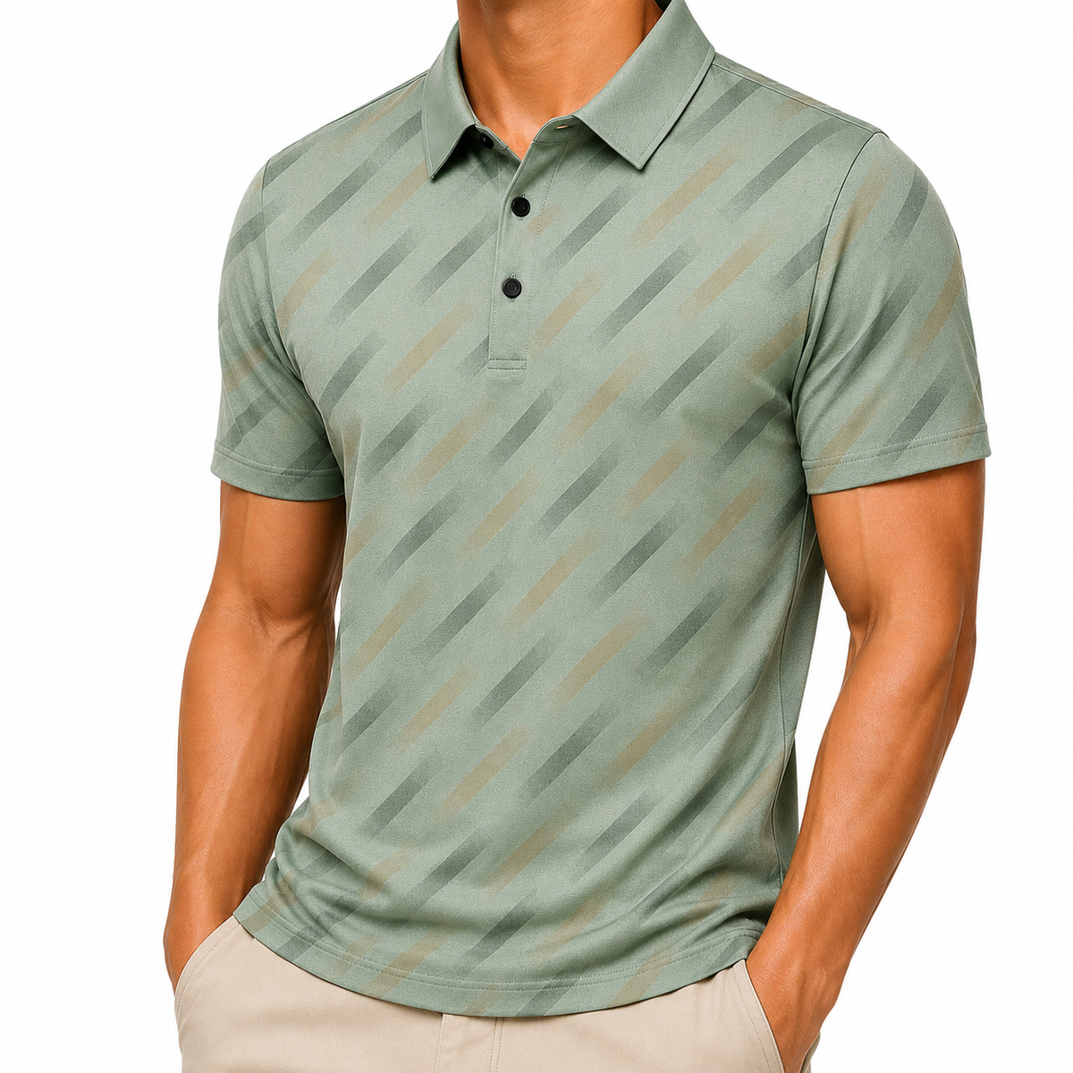 Mens Printed Polo Shirt Short Sleeve Contrast Summer Casual Top S-4XL