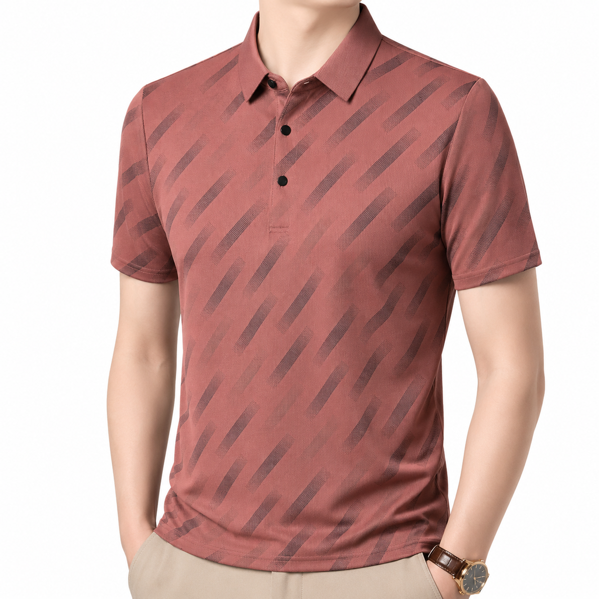 Mens Printed Polo Shirt Short Sleeve Contrast Summer Casual Top S-4XL