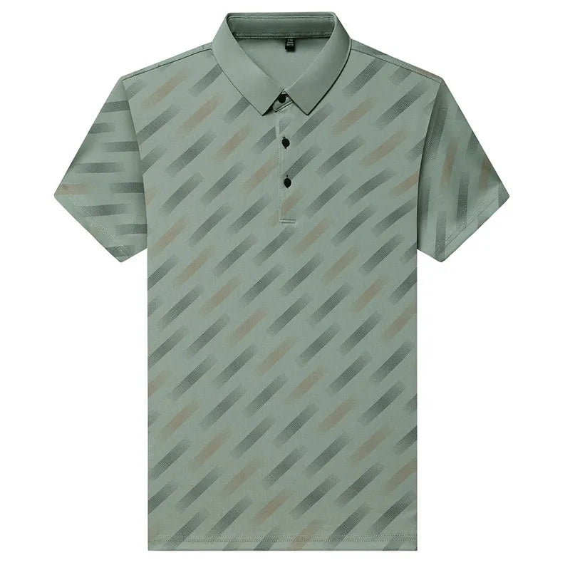 Mens Printed Polo Shirt Short Sleeve Contrast Summer Casual Top S-4XL