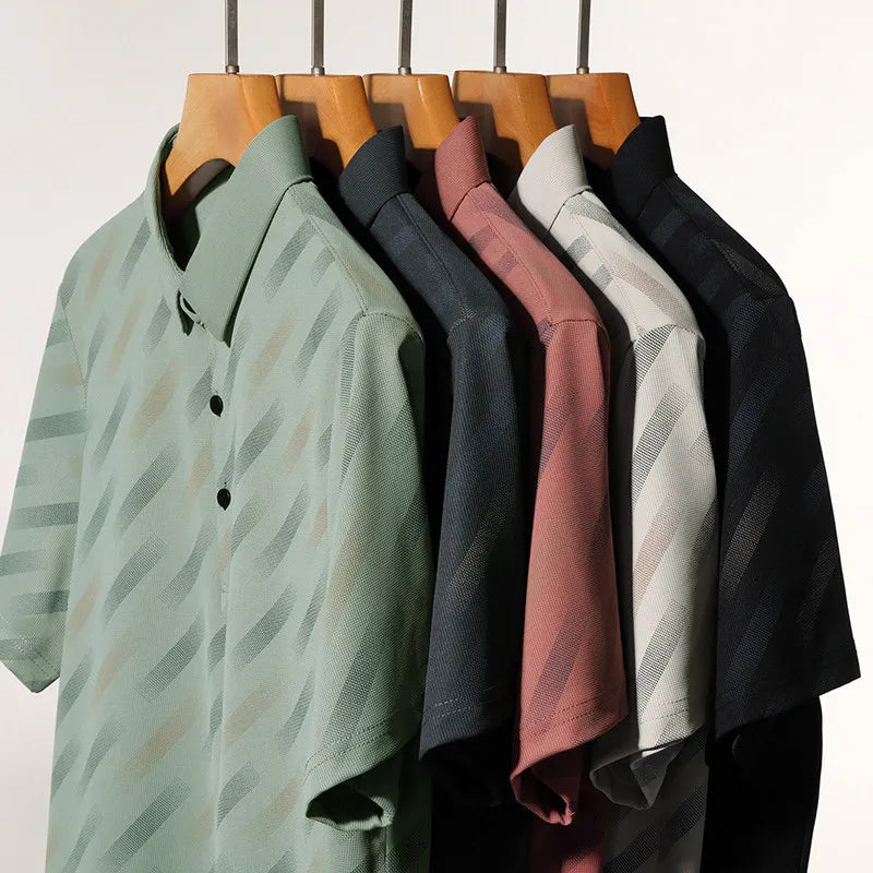 Mens Printed Polo Shirt Short Sleeve Contrast Summer Casual Top S-4XL