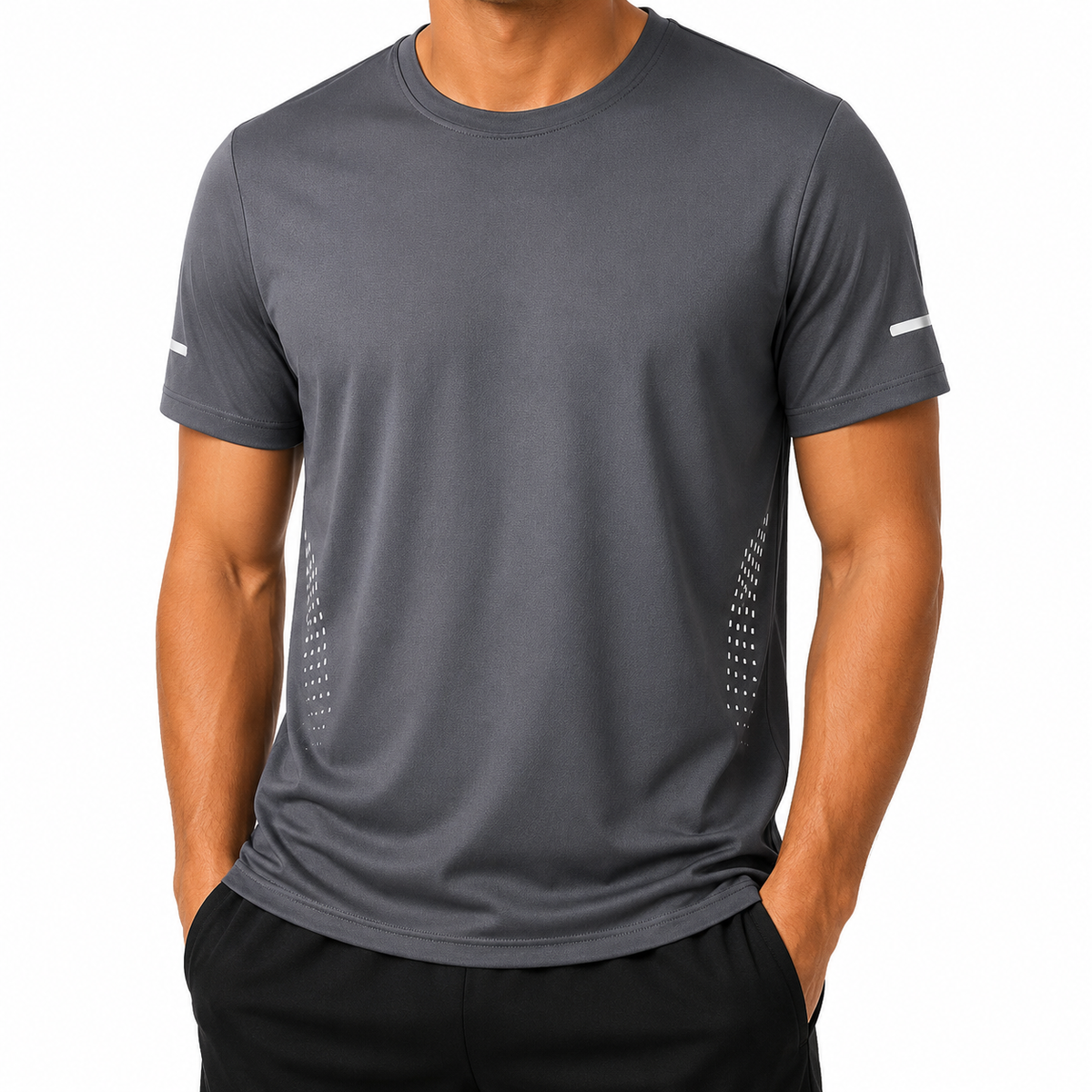 Mens Quick Dry Hiking T-Shirt Breathable Summer Sports Tee Polyester Gym