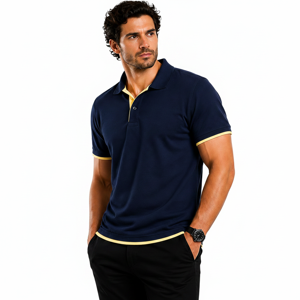 QHA Men's Unisex Piqué Polo Shirt Cotton Blend Contrast Collar 11 Colours S–2XL