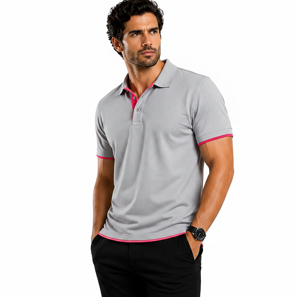 QHA Men's Unisex Piqué Polo Shirt Cotton Blend Contrast Collar 11 Colours S–2XL