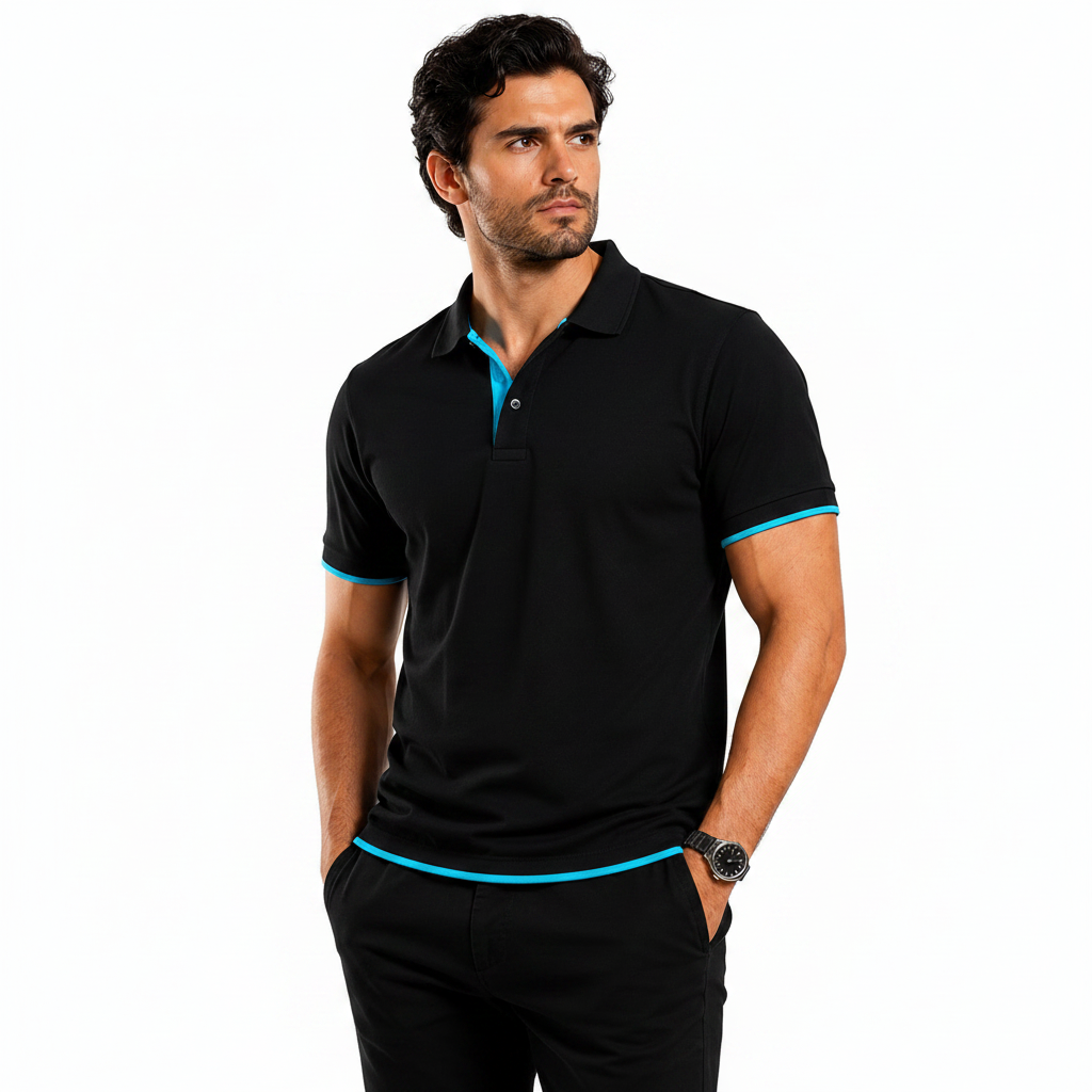 QHA Men's Unisex Piqué Polo Shirt Cotton Blend Contrast Collar 11 Colours S–2XL