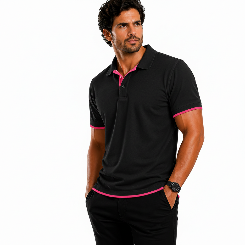 QHA Men's Unisex Piqué Polo Shirt Cotton Blend Contrast Collar 11 Colours S–2XL