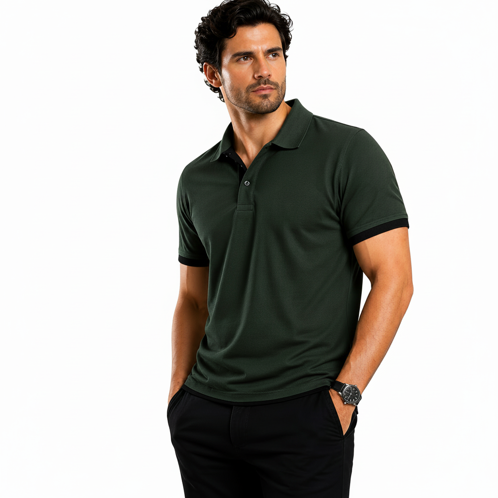 QHA Men's Unisex Piqué Polo Shirt Cotton Blend Contrast Collar 11 Colours S–2XL