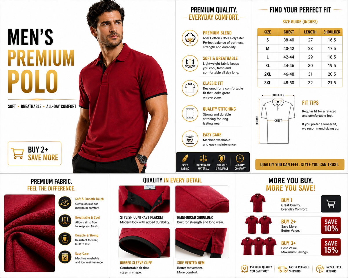 QHA Men's Unisex Piqué Polo Shirt Cotton Blend Contrast Collar 11 Colours S–2XL